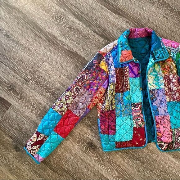 Coldwater creek rayon silk patch reversible jacket - Picture 3 of 14